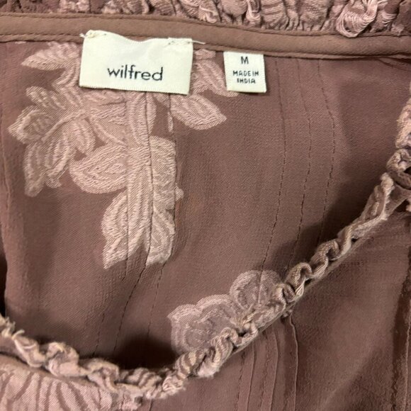Wilfred Aritzia Lourdes Floral Embroidered Long Sleeve  Mauve Blouse Size M - Picture 9 of 10